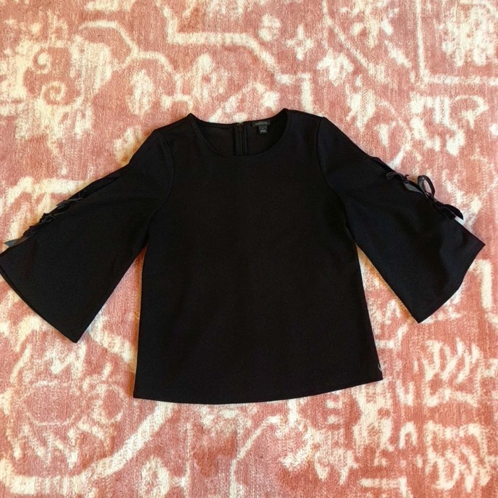 Black Wide Sleeve, Bow Blouse